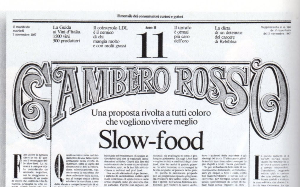 Slow Food Manifesto in Gambero Rosso